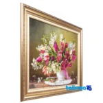 Edge view of C Persia Handwoven Carpet Wall Art Floral Ceramic Frame border and finishing
