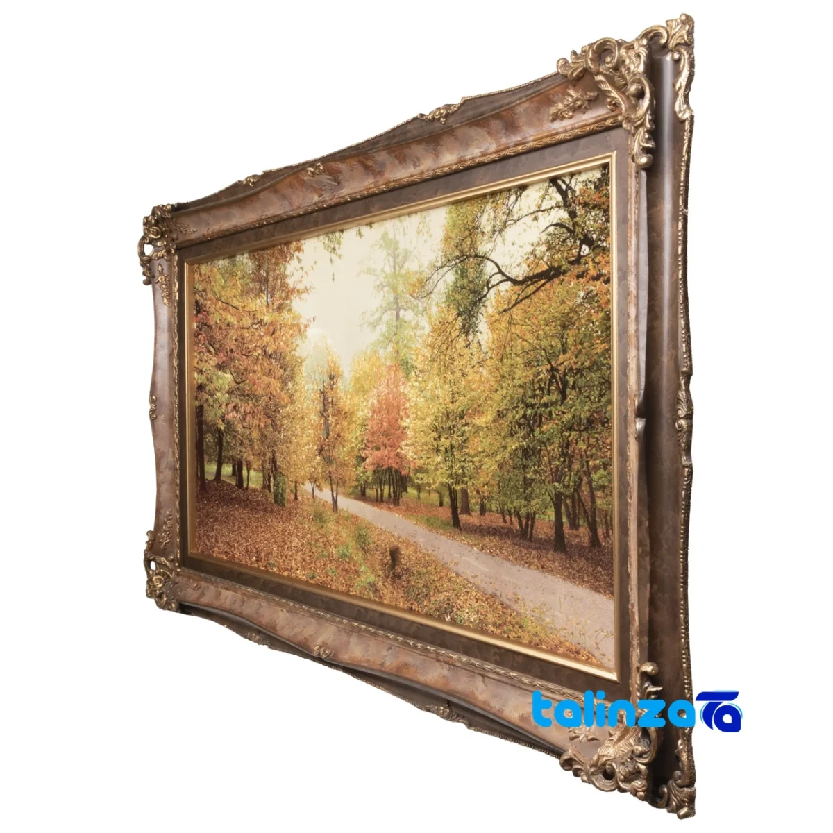 Edge view of C Persia Handwoven Carpet Tapestry Autumn Scene border and finishing