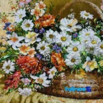 Edge view of Handmade Carpet Wall Art Flower Basket Model border and finishing