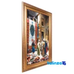 Edge view of C Persia Handwoven Carpet Wall Art Cairo Market border and finishing