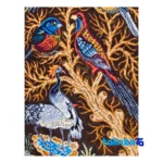 Edge view of Handmade Carpet Wall Art Bird Tree Design Brown border and finishing