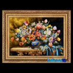 Edge view of Mirnazami Handwoven Tapestry Floral Design with Frame border and finishing