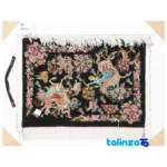 Edge view of C Persia Handwoven Tapestry Miniature Hunting Scene border and finishing