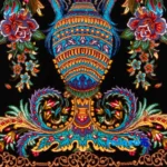 Detail view of Si Persia Handwoven Tapestry Floral Design finish and material