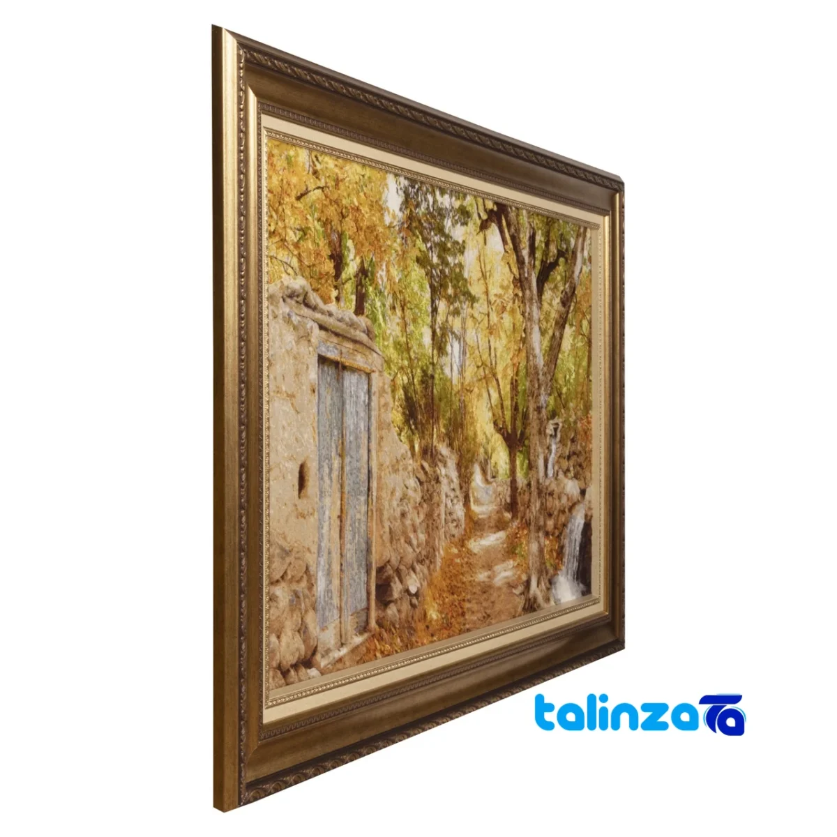 Edge view of Si Persia Handwoven Tapestry Autumn Landscape Art border and finishing