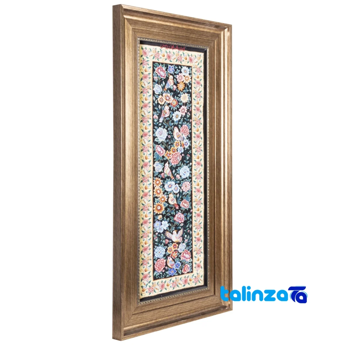 Edge view of C Persia Handwoven Carpet Wall Art Floral Design border and finishing