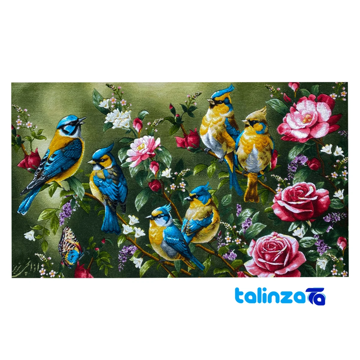 Edge view of Handwoven Tapestry Bird Design with Frame border and finishing