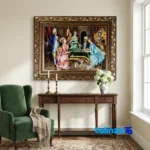 Edge view of RT Handwoven Carpet Wall Art Unique Design border and finishing