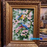Edge view of RAR Handwoven Carpet Wall Art Spring Birds Design border and finishing