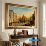 Edge view of Si Persia Handwoven Carpet Landscape Venice border and finishing