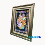 Edge view of Handmade Carpet Wall Art Floral Design border and finishing