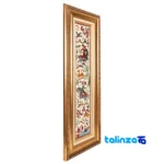 Edge view of Si Persia Handwoven Carpet Wall Art Hunting Scene border and finishing