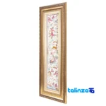 Edge view of Si Persia Handwoven Carpet Wall Art Hunting Scene border and finishing