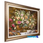 Edge view of C Persia Handwoven Carpet Wall Art Flower in Vase border and finishing