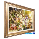 Edge view of Si Persia Handwoven Carpet Wall Art Floral Design border and finishing