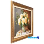 Edge view of Si Persia Handwoven Carpet Wall Art Flower Design border and finishing