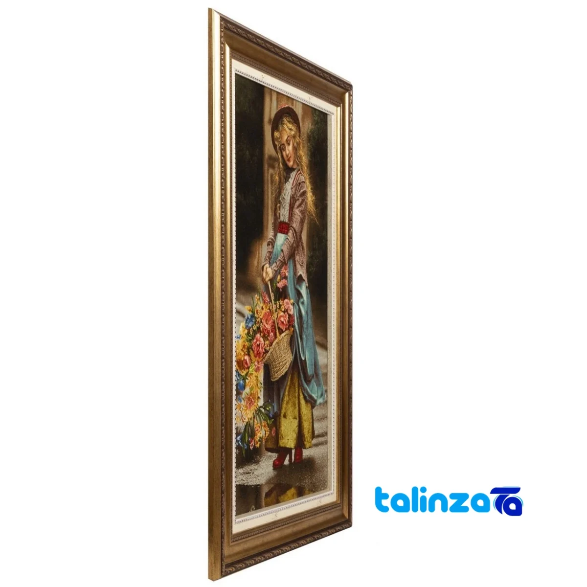 Edge view of Si Persia Handwoven Tapestry Flower Girl Design border and finishing
