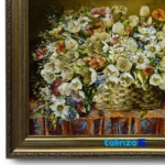 Edge view of Handmade Carpet Wall Art Floral Design Basket Code 89 border and finishing