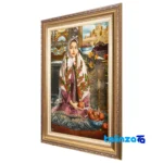 Edge view of C Persia Handwoven Carpet Wall Art Girl Kashan border and finishing