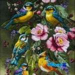 Edge view of Handmade Carpet Wall Art Bird Design border and finishing