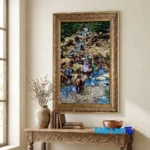 Edge view of Handmade Carpet Wall Art Miniature Design Silk border and finishing