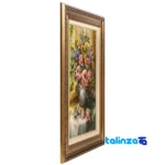 Edge view of Si Persia Handwoven Tapestry Rose Vase Design border and finishing