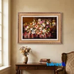 Edge view of C Persia Handwoven Carpet Wall Art Flower Basket border and finishing