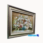 Detail view of Handmade Flower Design Tapestry Art finish and material