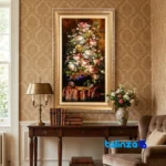 Edge view of C Persia Handwoven Tapestry Floral Design border and finishing