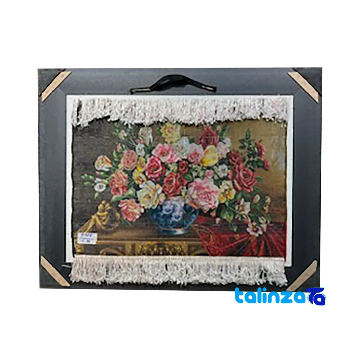 Edge view of Handmade Carpet Wall Art Floral Design border and finishing