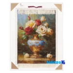 Edge view of Si Persia Handwoven Carpet Wall Art Flower in Vase border and finishing