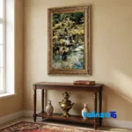 Edge view of Handmade Carpet Wall Art Miniature Landscape Design border and finishing