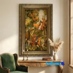 Detail view of NKP Handwoven Tapestry Religious Miniature Art finish and material