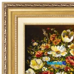 Edge view of Si Persia Handwoven Tapestry Floral Design border and finishing