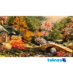 Edge view of NKP Handwoven Tapestry Forest Landscape Framed Design border and finishing