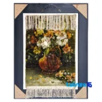 Edge view of Handmade Carpet Wall Art Flower Design Silk border and finishing
