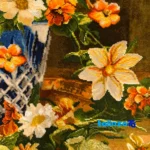 Edge view of Handmade Carpet Wall Art Flower Vase NKP.R31 Design border and finishing