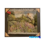 Edge view of NKP Handwoven Carpet Wall Art Floral Design border and finishing