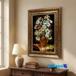 Edge view of Handmade Carpet Wall Art Flower Vase border and finishing