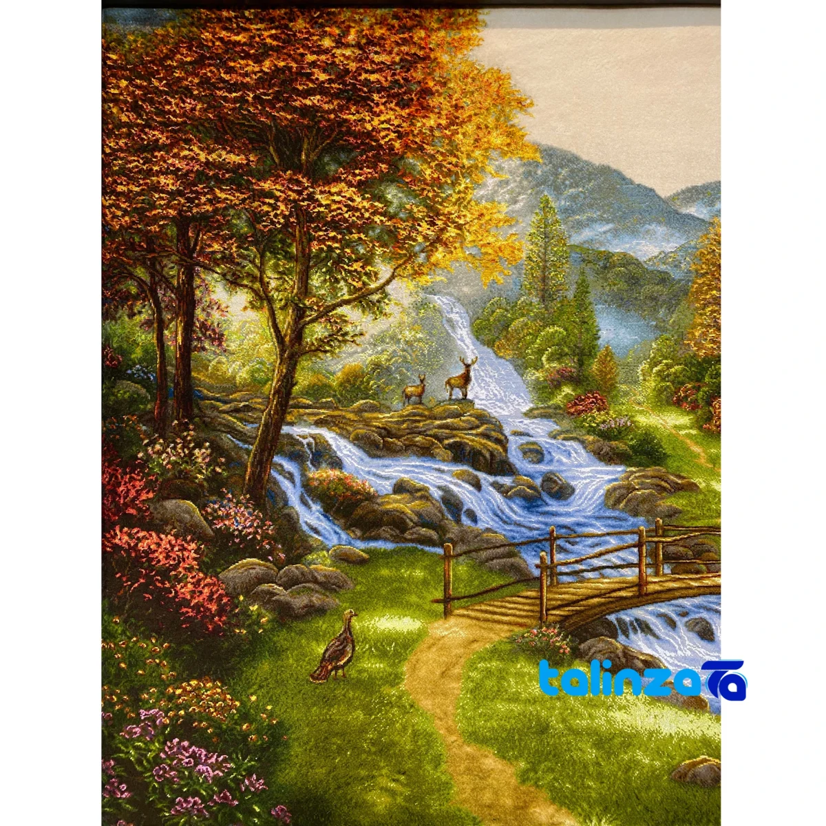 In-room view of Handmade Carpet Wall Art Scenic Design room styling and scale