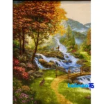 In-room view of Handmade Carpet Wall Art Scenic Design room styling and scale