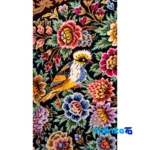 In-room view of Handmade Carpet Wall Art Floral Bird Design room styling and scale
