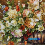 In-room view of Handwoven Tapestry Floral Design with Frame room styling and scale