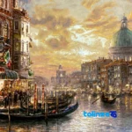 In-room view of Venice Handwoven Carpet Tapestry Framed room styling and scale