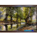 Edge view of Handmade Carpet Wall Art Scenic Design border and finishing