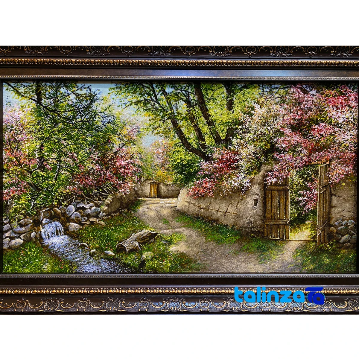 In-room view of Handmade Carpet Wall Art Landscape room styling and scale