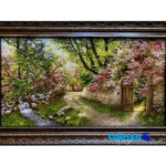 In-room view of Handmade Carpet Wall Art Landscape room styling and scale