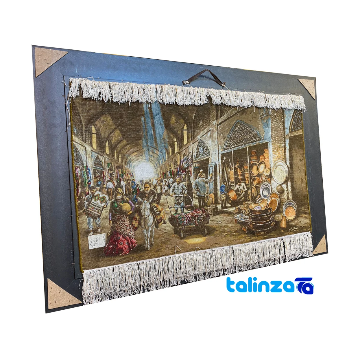 In-room view of Handmade Carpet Wall Art Market Design room styling and scale