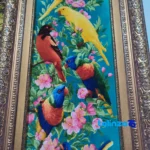 In-room view of RT Handwoven Carpet Tapestry Parrot Design room styling and scale