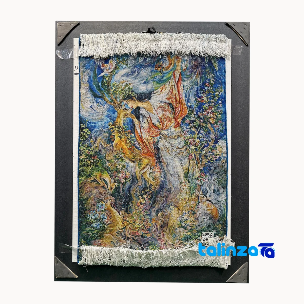 Side view of Rostan Handwoven Tapestry Miniature Art profile and structure